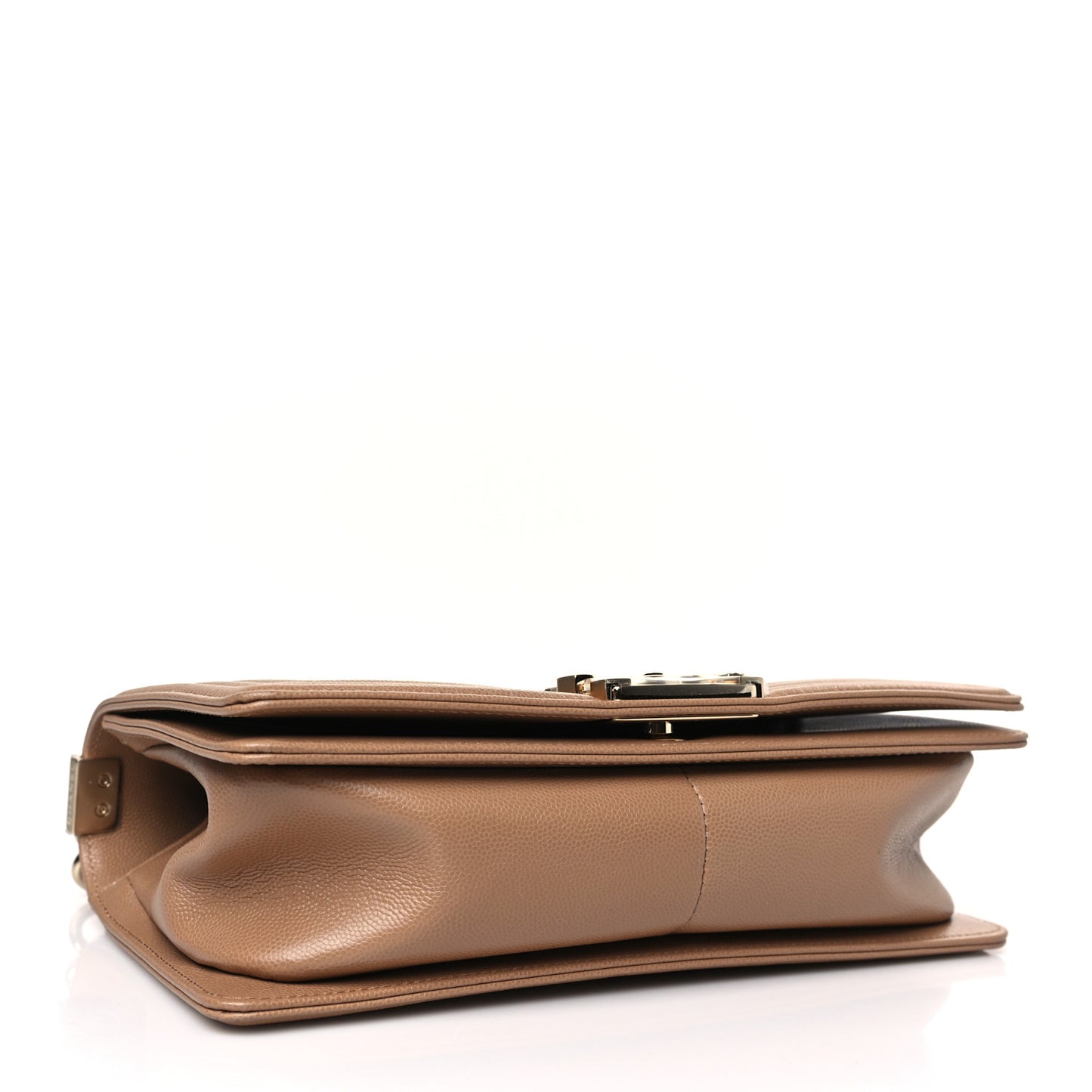 Caviar Chevron Quilted Medium Boy Flap Dark Beige