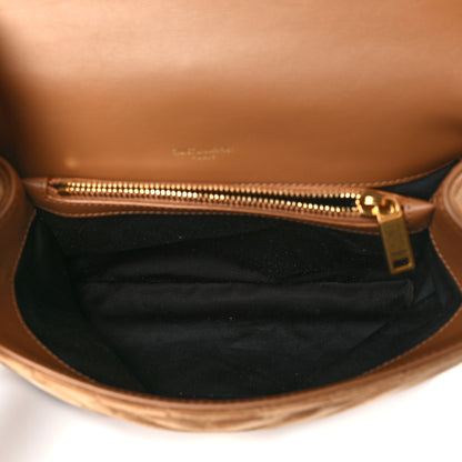 Saint Laurent Suede Matelasse Chevron Monogram Medium College Bag Cinnamon 5 of 8