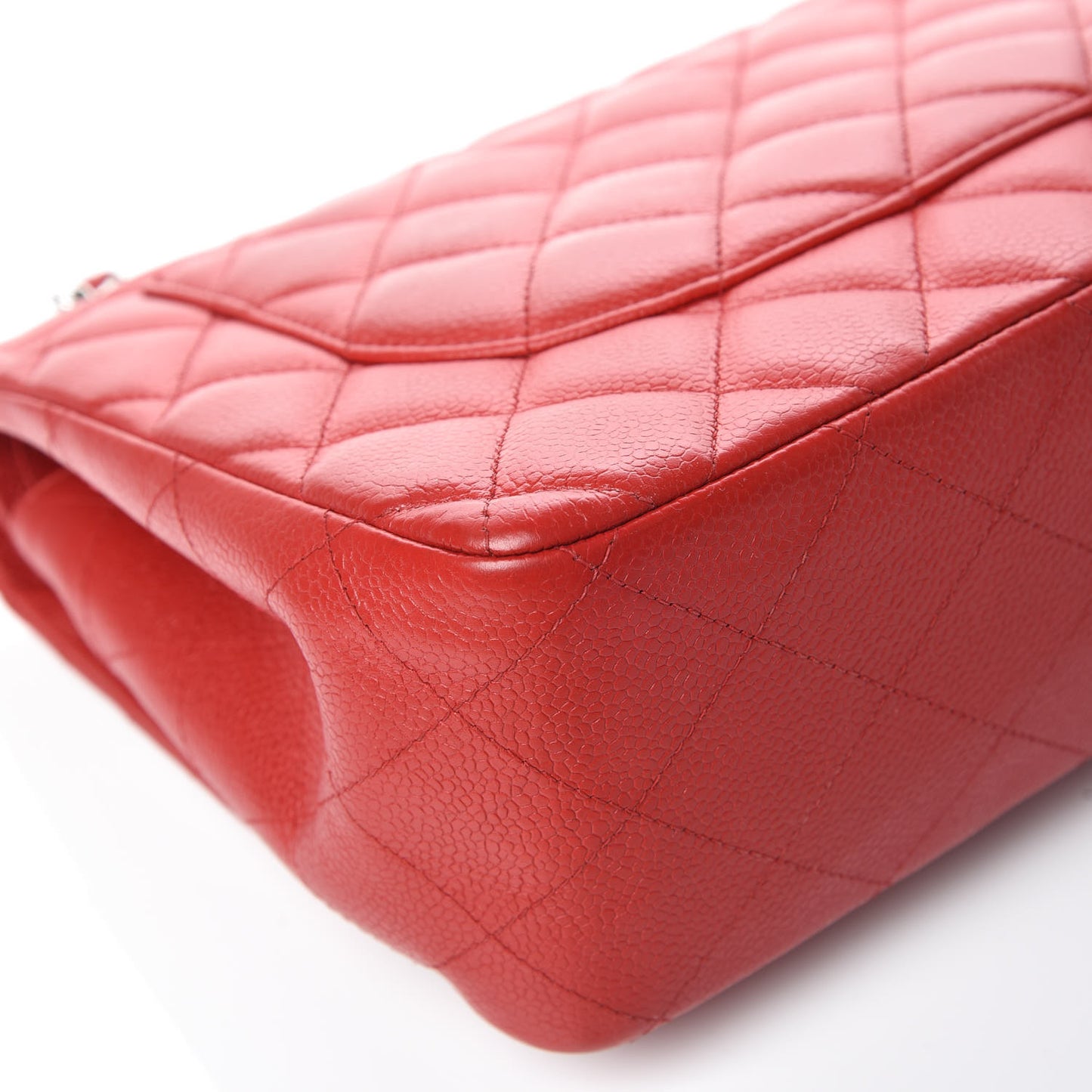 Caviar Quilted Jumbo Double Flap Red