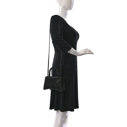 Balenciaga Strass Suede Hourglass Top Handle Bag XS Black Jet 2 of 12