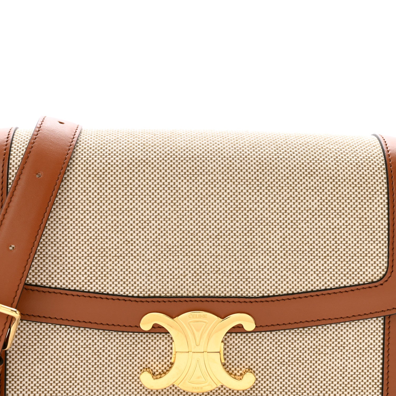 Celine Textile Calfskin Classique Triomphe Bag Natural Tan 10 of 14