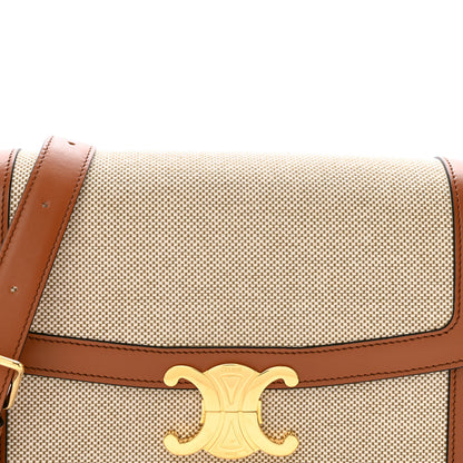 Celine Textile Calfskin Classique Triomphe Bag Natural Tan 10 of 14