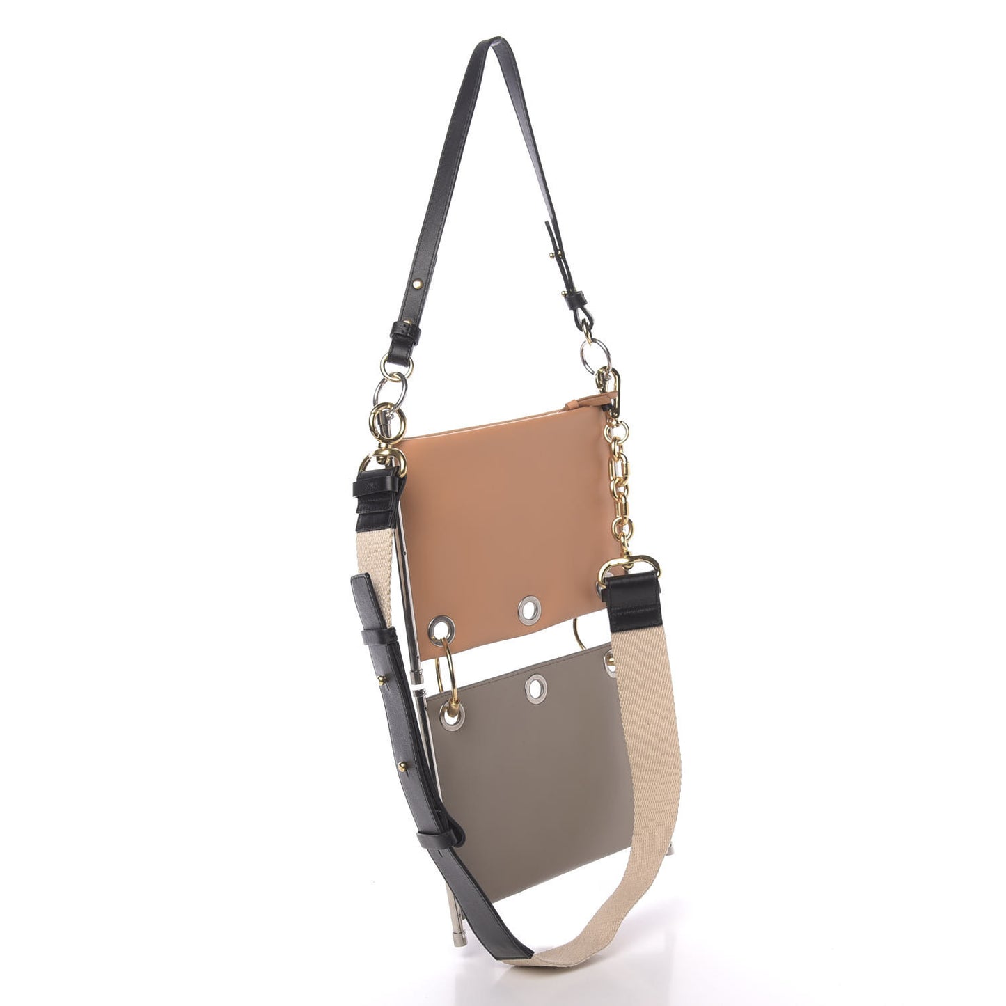 Smooth Calfskin Suede Roy Double Shoulder Bag Merino Grey Blushy Pink