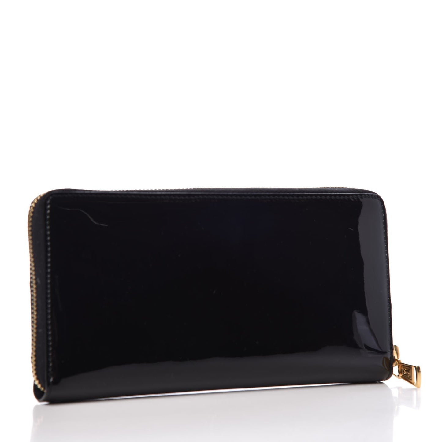 Patent Belle De Jour Zip Around Wallet Black