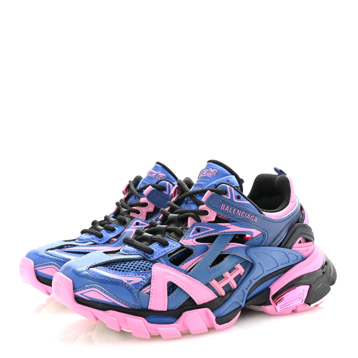 Rubber Mesh Bi-Color Womens Track.2 Open Sneakers 36 Blue Pink