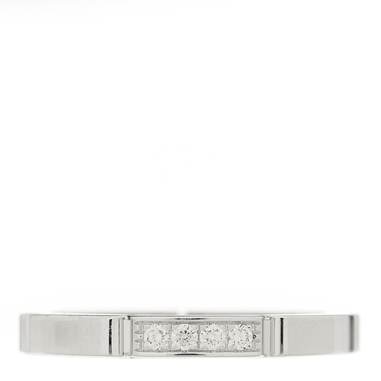 18K White Gold Diamond Maillon Panthere Wedding Band Ring 51 5.75