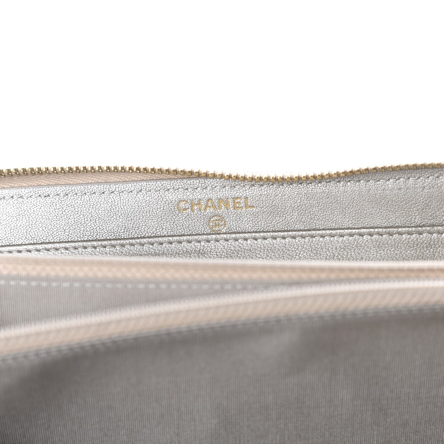 Metallic Sheepskin Quilted Mademoiselle Vintage Zip Around Wallet Light Gold