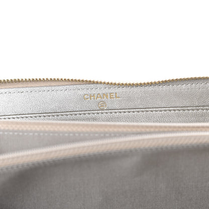 Chanel Metallic Sheepskin Quilted Mademoiselle Vintage Zip Around Wallet Light Gold 8 of 12