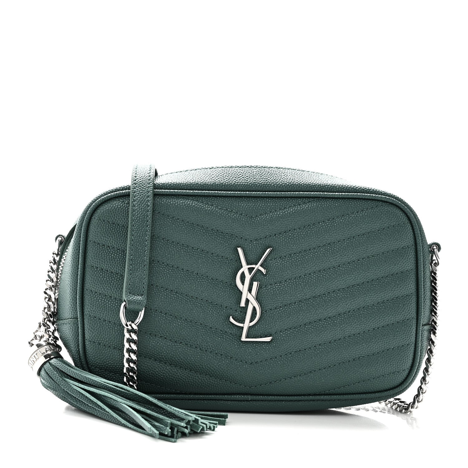 Saint Laurent Grain De Poudre Matelasse Monogram Mini Lou Camera Bag Green Field 1 of 11