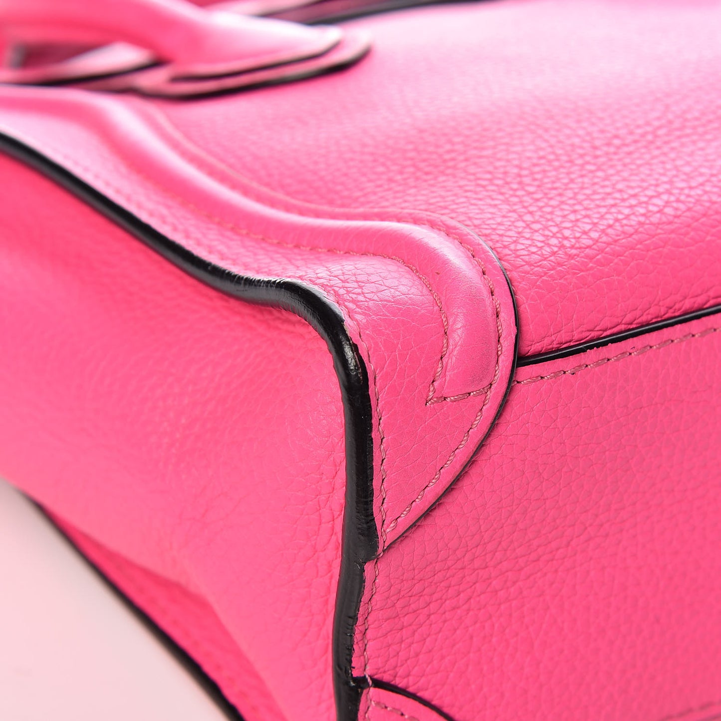 Drummed Calfskin Nano Luggage Fluo Pink