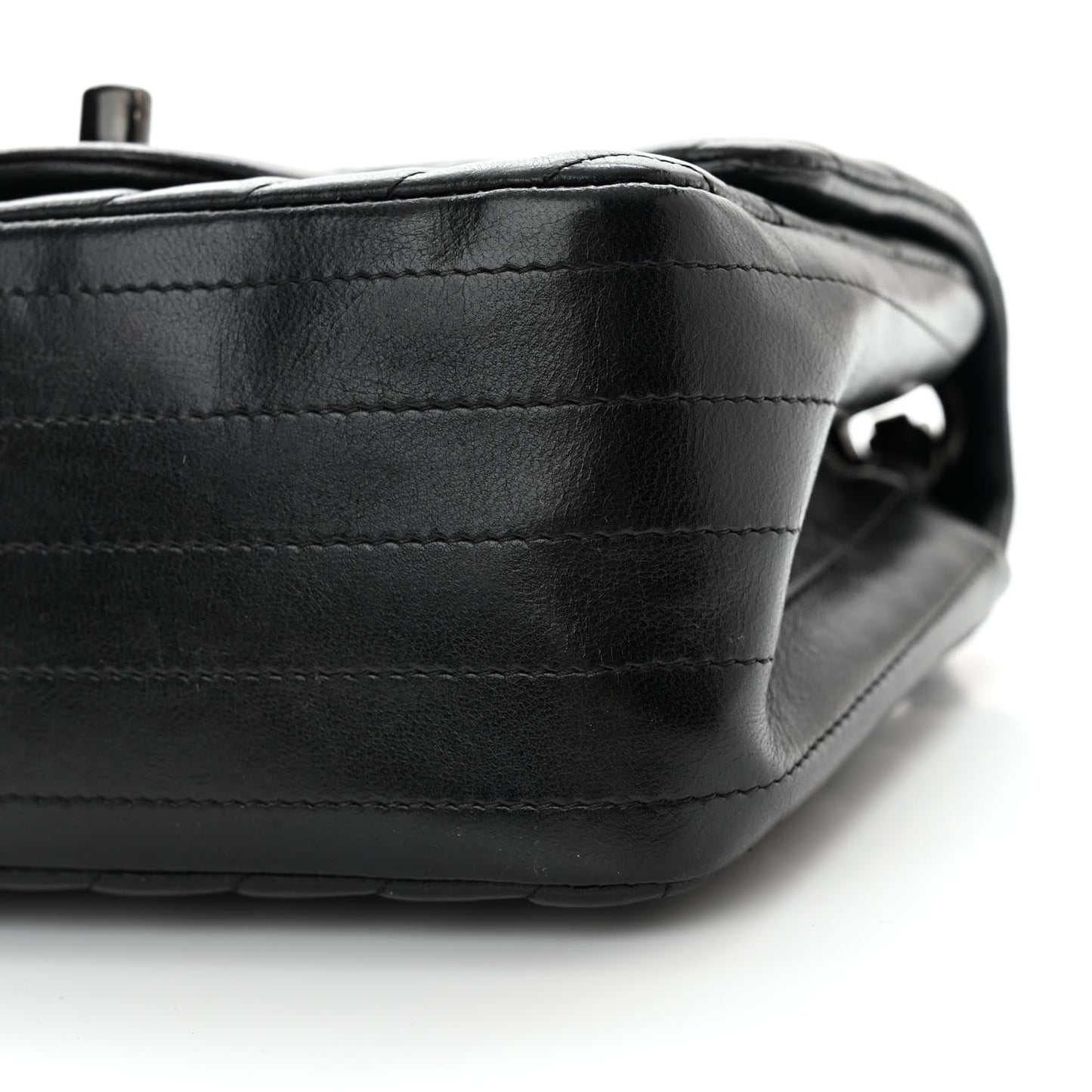 Lambskin Chevron Quilted Mini Square Flap So Black
