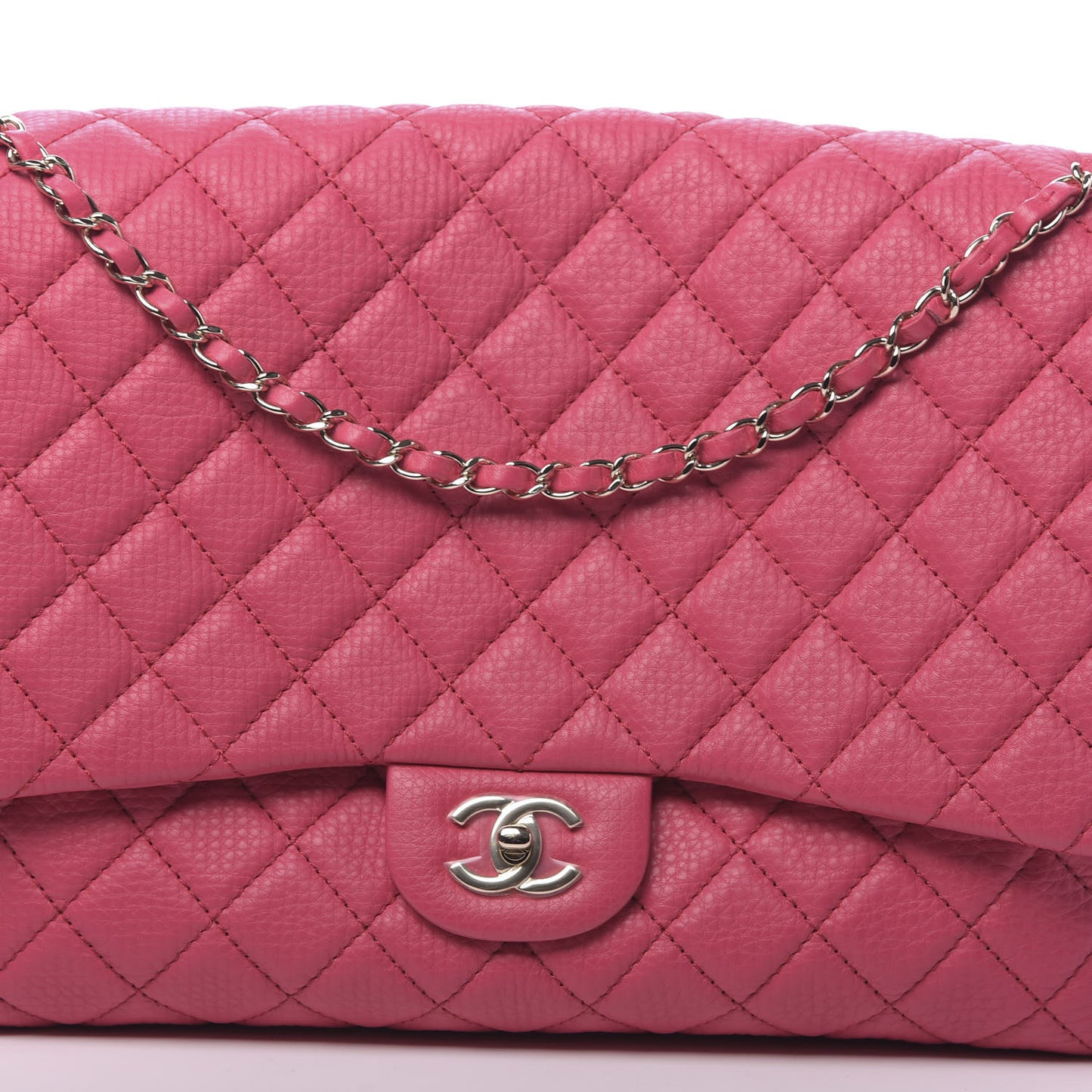 Calfskin Quilted Small XXL Travel Flap Bag Dark Pink