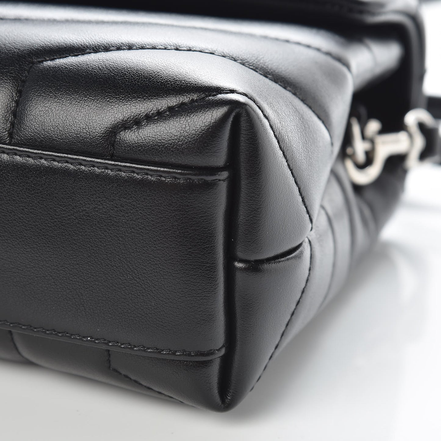 Calfskin Y Quilted Monogram Toy Loulou Crossbody Bag Black
