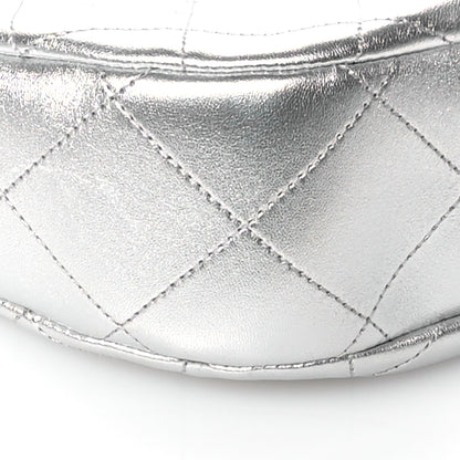 Chanel Metallic Lambskin Chain Rows Quilted Chain Hobo Silver 9 of 11