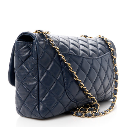Chanel Lambskin Quilted Large Now and Forever Flap Navy 3 of 11