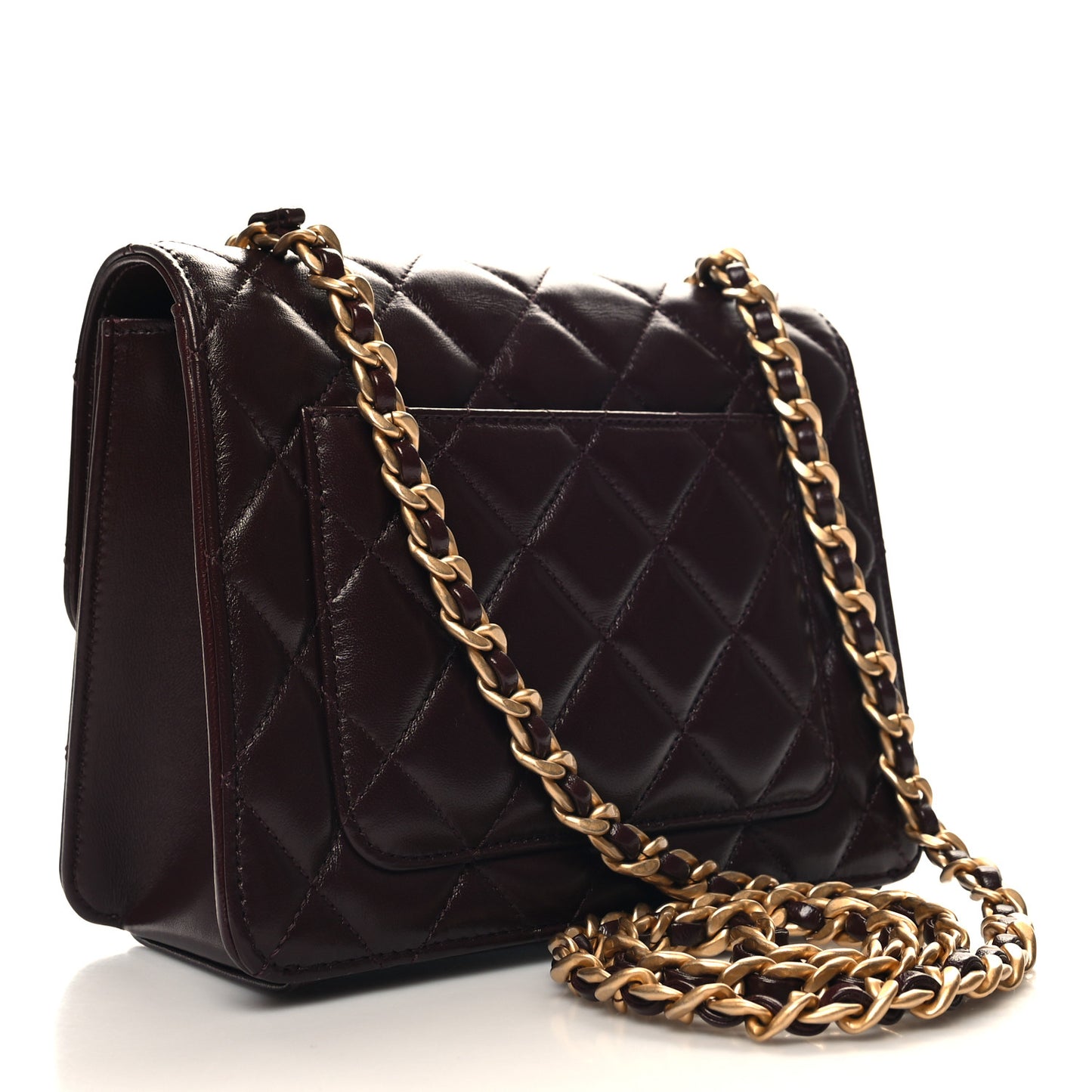 Shiny Lambskin Quilted Mini Flap Burgundy