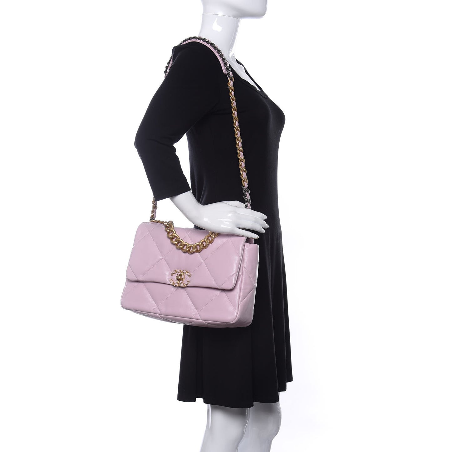 Lambskin Quilted Large Chanel 19 Flap Light Pink