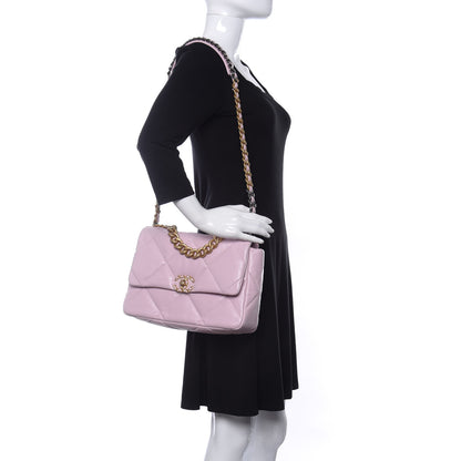 Chanel Lambskin Quilted Large Chanel 19 Flap Light Pink 2 of 11