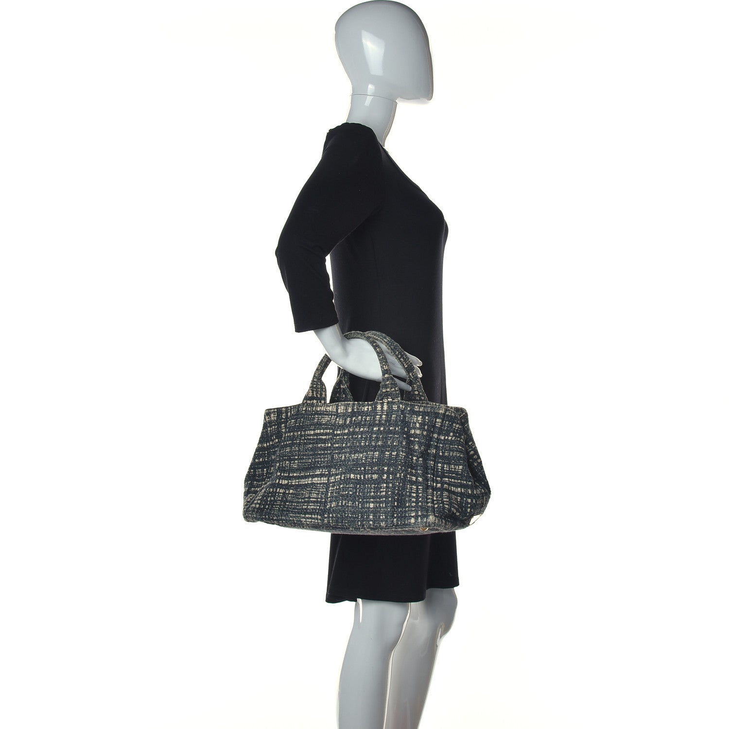 Prada Canapa Tote Grey White 2 of 11