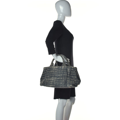 Prada Canapa Tote Grey White 2 of 11