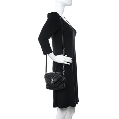 Saint Laurent Patent Y Quilted Monogram Toy Loulou Crossbody Bag Black 2 of 14
