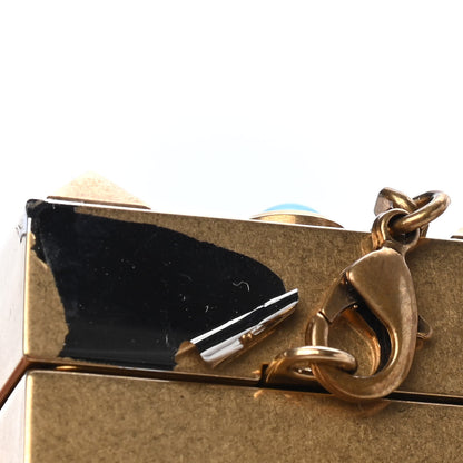 Valentino Garavani Metallic Plexiglass Rockstud Rolling Minaudiere Clutch Gold 7 of 7