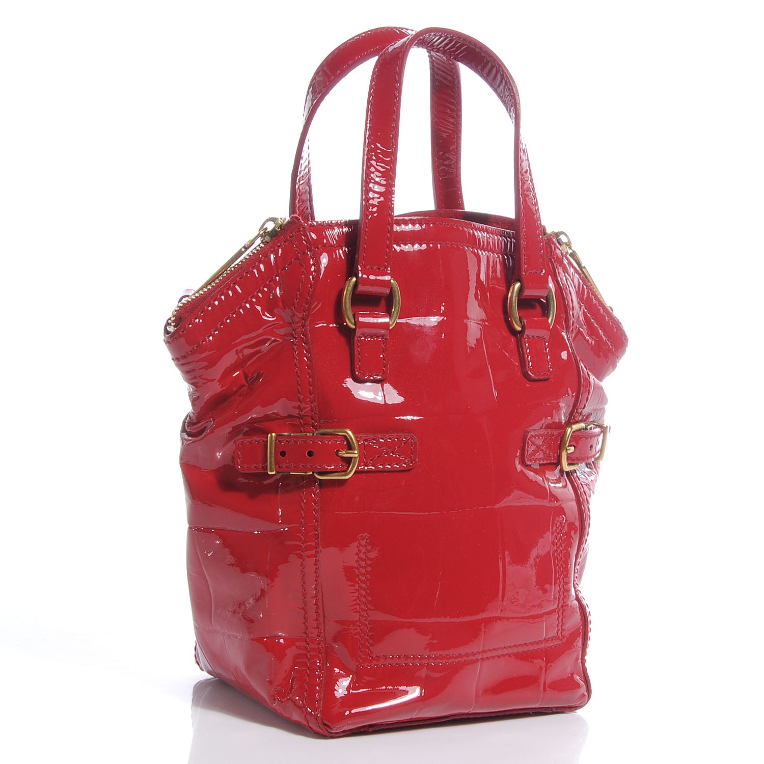 Saint Laurent Patent Croc Mini Downtown Red 3 of 7