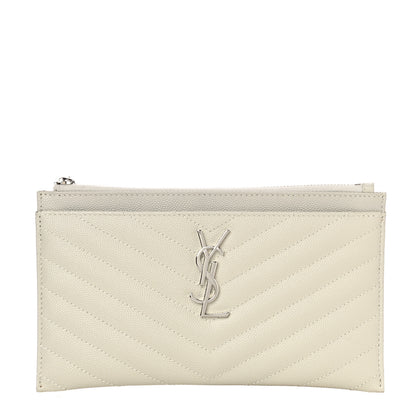 Saint Laurent Grain De Poudre Chevron Monogram Bill Pouch Crema Soft 1 of 11