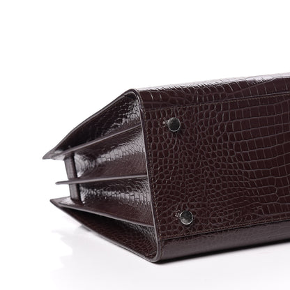 Saint Laurent Calfskin Crocodile Embossed Small Sac de Jour Prune 5 of 9