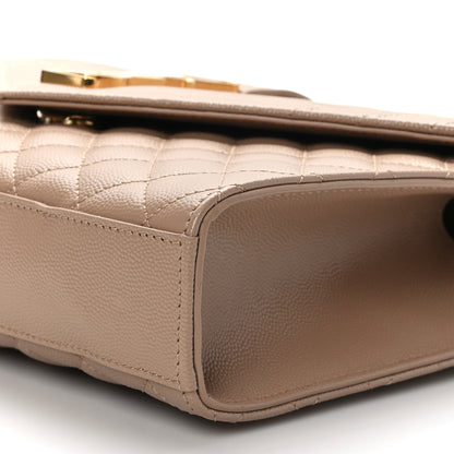Saint Laurent Grain De Poudre Textured Mixed Matelasse Medium Triquilt Monogram Satchel Dark Beige 8 of 8
