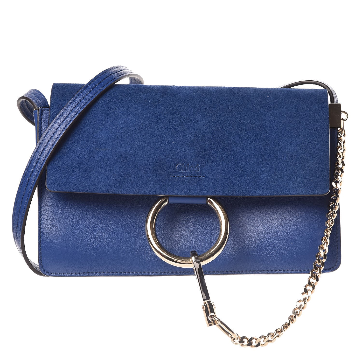 Chloe Suede Calfskin Small Faye Shoulder Bag Majesty Blue 1 of 11
