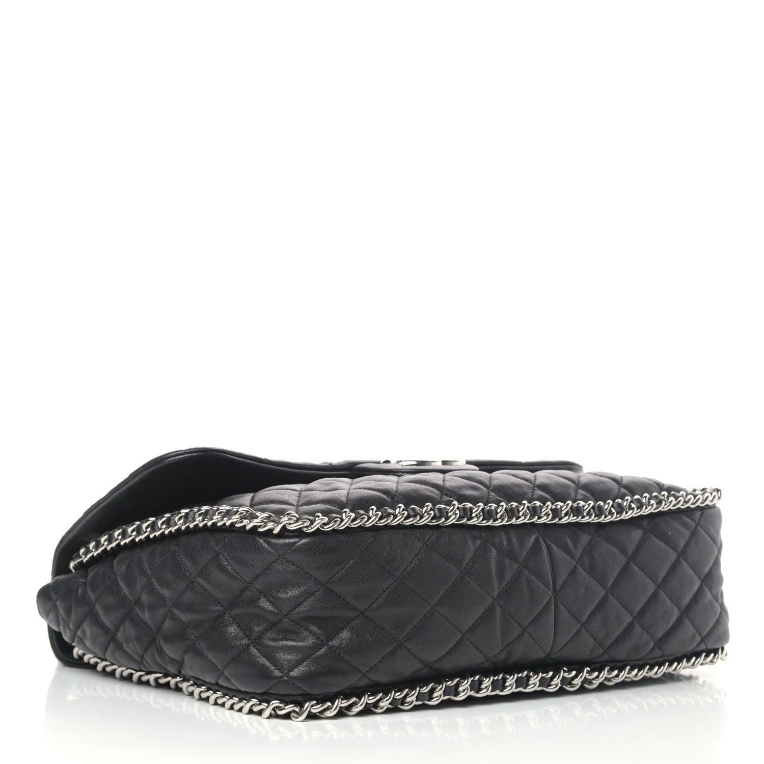Chanel Washed Lambskin Quilted Maxi Chain Around Flap Black 3 of 4