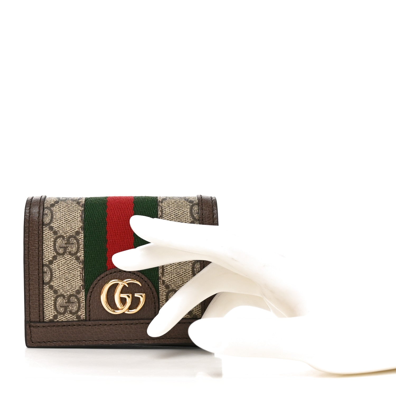 Gucci GG Supreme Monogram Web Ophidia Card Case Beige New Acero 2 of 7