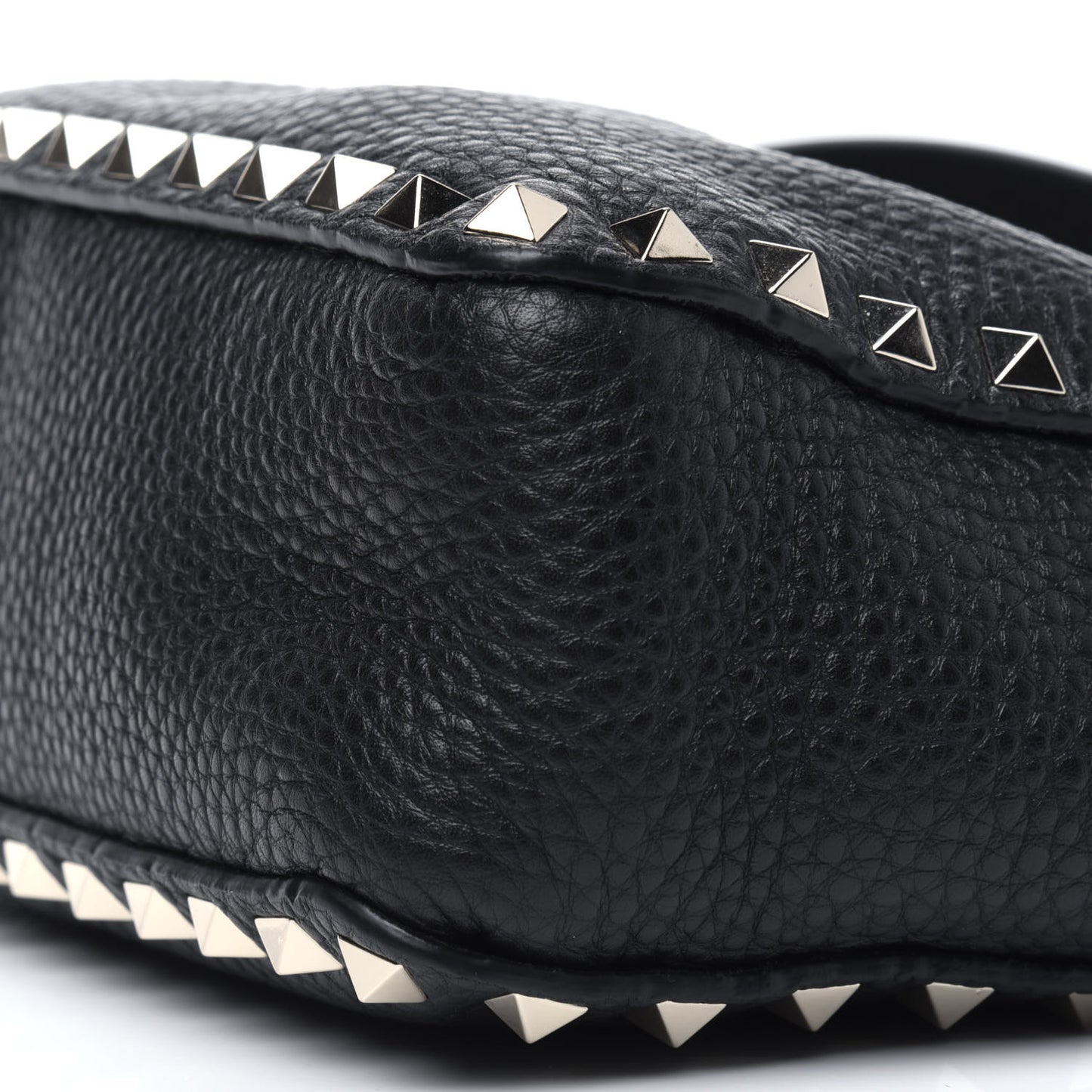 Pebbled Calfskin Mini Rockstud Flip-Lock Messenger Bag Black