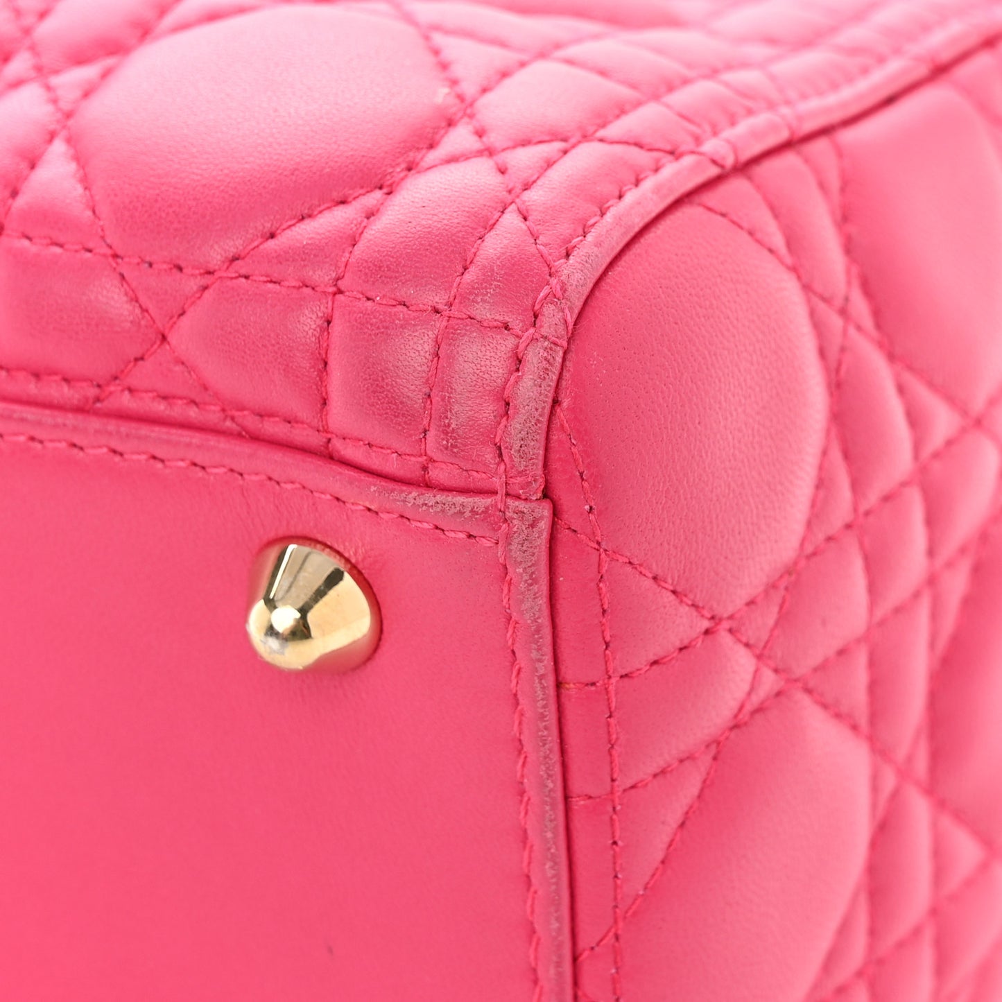 Lambskin Cannage Large Lady Dior Fuchsia