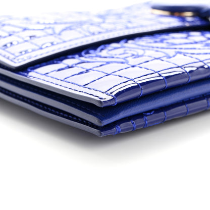 Versace Patent Barocco Quilted Vanitas Chain Pouch Poison Blue 8 of 12