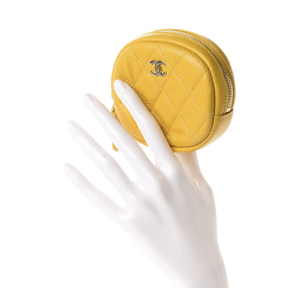 Chanel Caviar Quilted Zip Around Classic Coin Purse Yellow 2 of 8