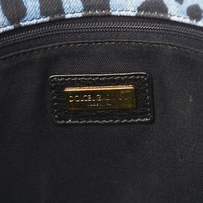 Dolce & Gabbana Denim Leopard Print Miss Martini Shoulder Bag Blue 6 of 14