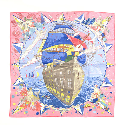 Hermes Silk Flagship Scarf 90 Rose Bonbon Bleu Multicolor 1 of 5