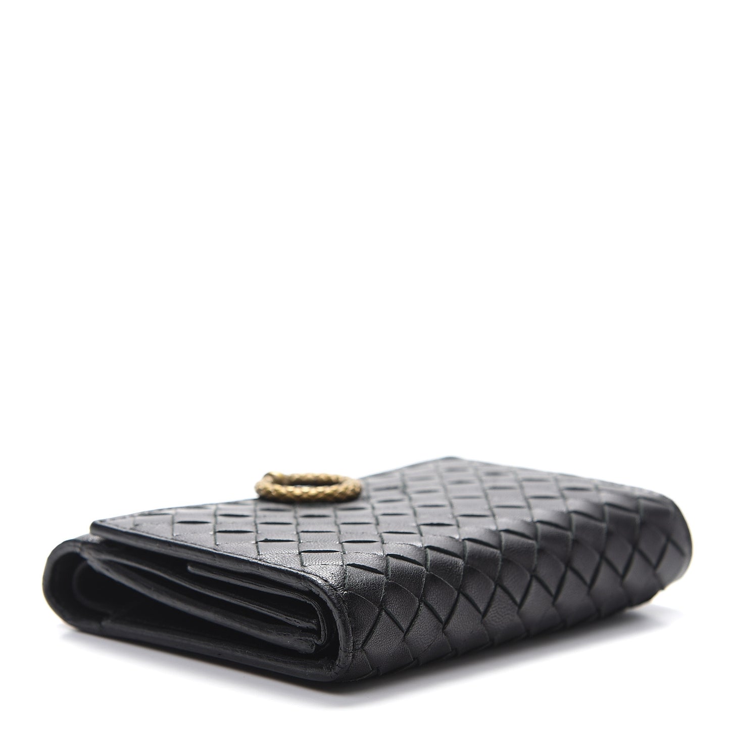 Nappa Intrecciato Tri-Fold Wallet Black