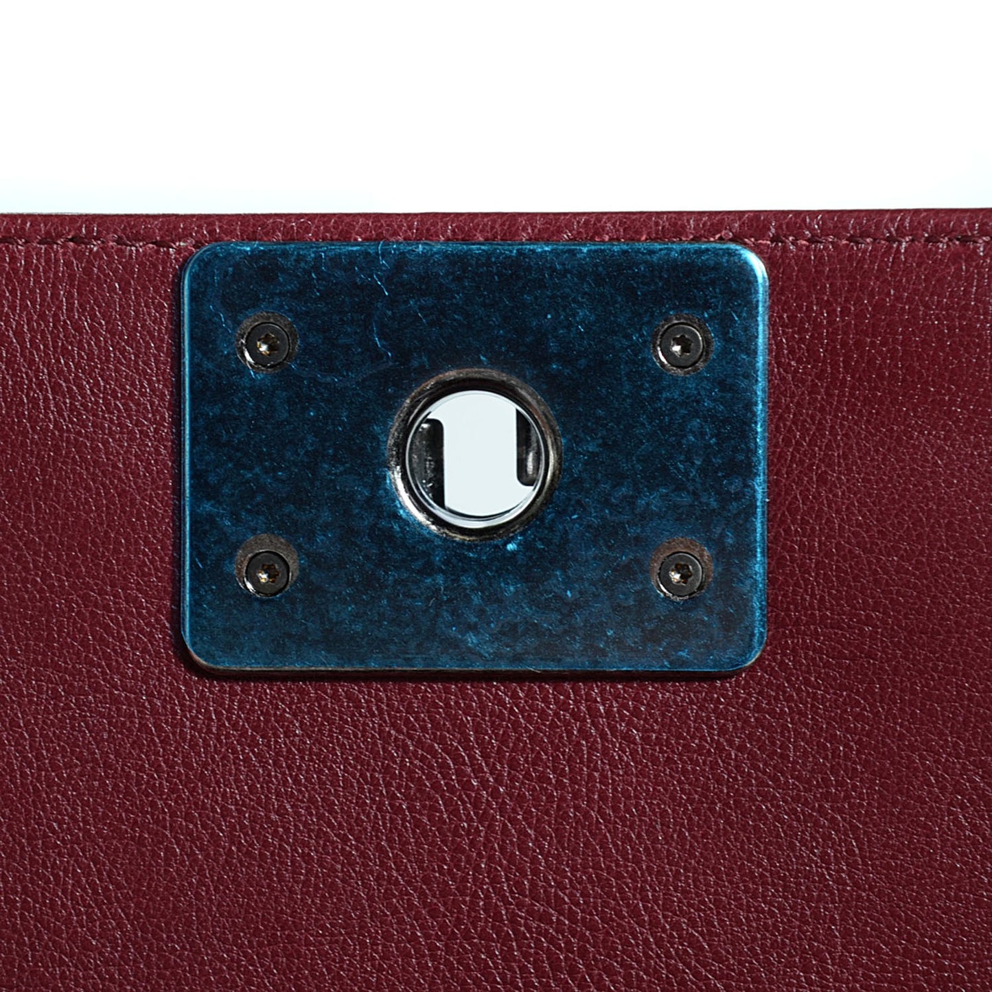 Calfskin Quilted Double Stitched Medium Boy Flap Burgundy