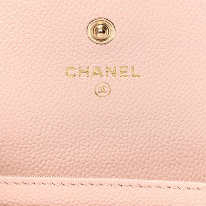 Chanel Caviar Quilted Enamel CC Flap Card Holder Light Pink 6 of 9