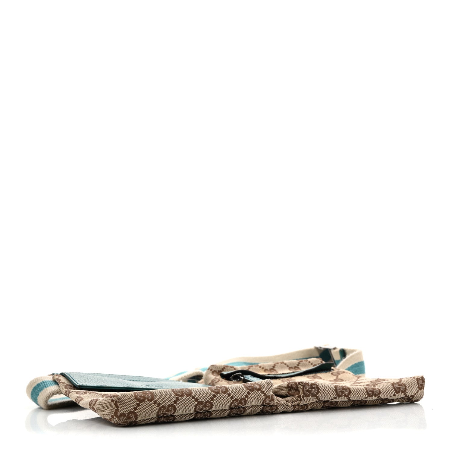 Gucci GG Monogram Web Double Pocket Belt Bag Turquoise 4 of 14