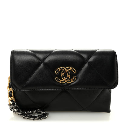 Chanel Lambskin Quilted Chanel 19 Flap Clutch Black 1 of 8