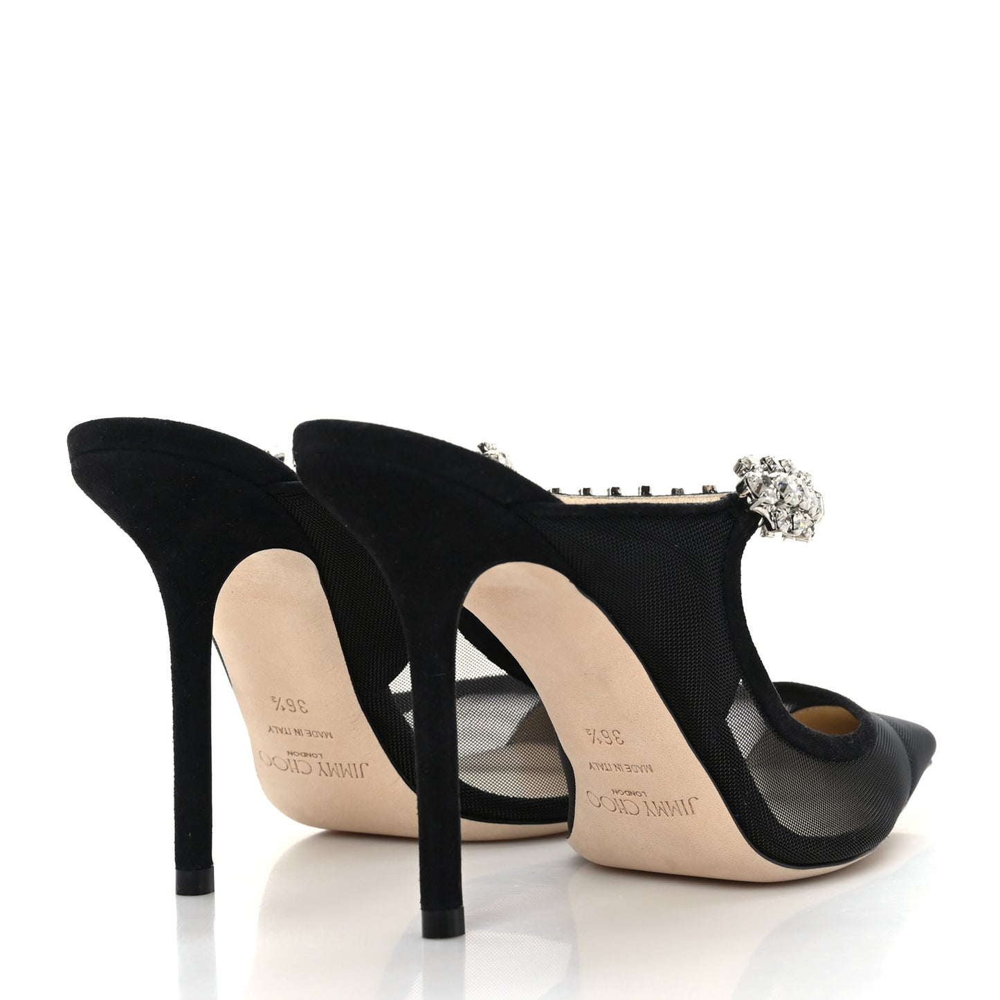 Mesh Suede Crystal Bing 100 Pumps 36.5 Black
