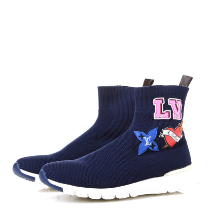 Louis Vuitton Stretch Fabric LV Black Heart Sock Sneaker 41 Marine 3 of 9