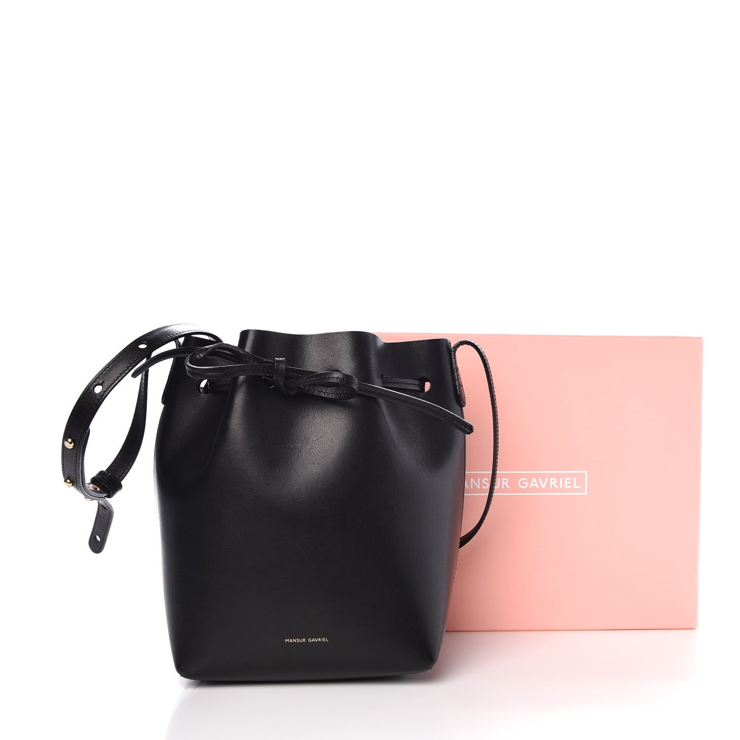 Mansur Gavriel Calfskin Mini Bucket Bag Black Royal 9 of 9