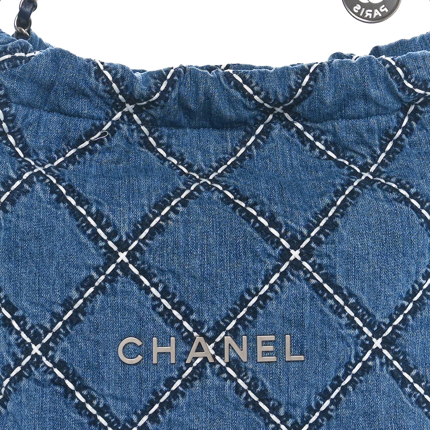 Chanel Denim Quilted Stitched Small Chanel 22 Blue 9 of 11