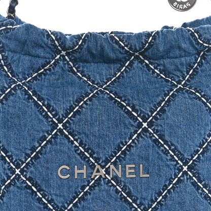 Chanel Denim Quilted Stitched Small Chanel 22 Blue 9 of 11