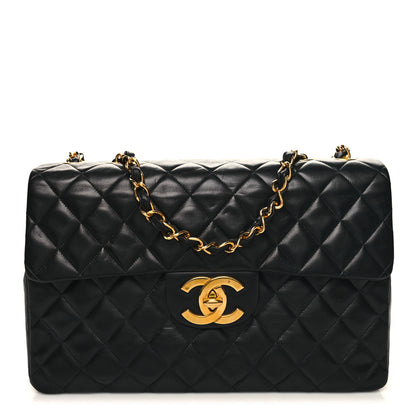 Chanel Lambskin Quilted XL Jumbo Single Flap Black 1 of 12
